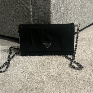 Prada Black nylon Wallet on a chain